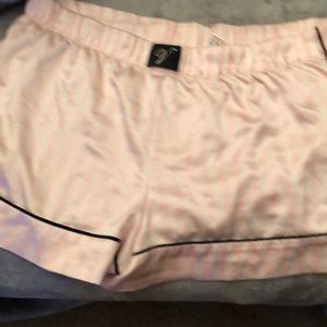 Victoria secret signature striped pink and white satin shorts